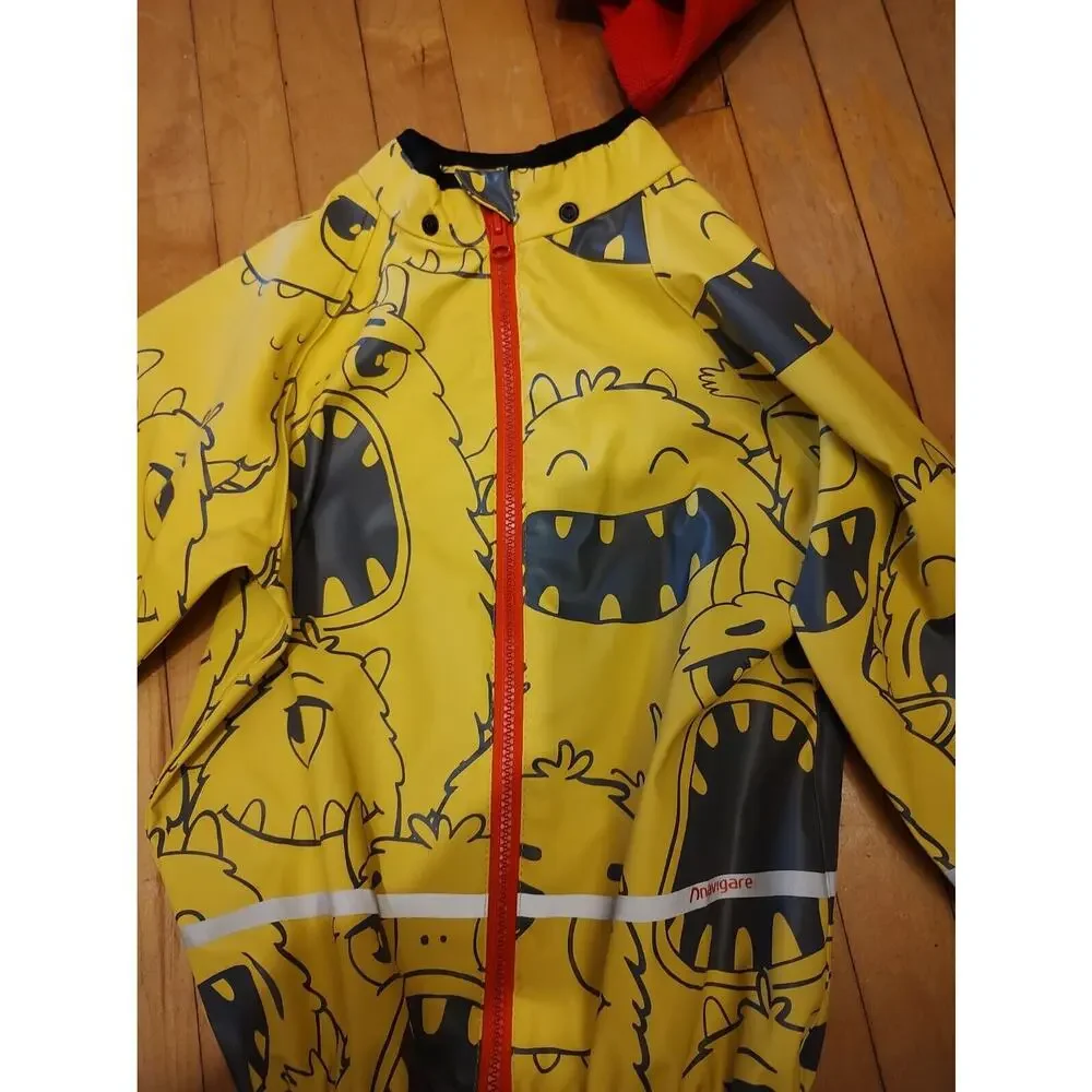 Orline-Pro Kids Reflective Rain‎ Jacket Detachable Hood Size 4T